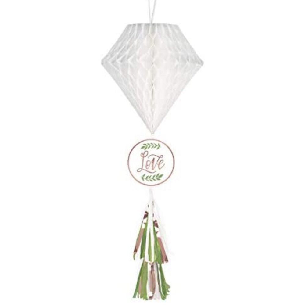 1pc Diamond Hanging Honeycomb LOVE Tassel Decoration Wedding Bridal Shower